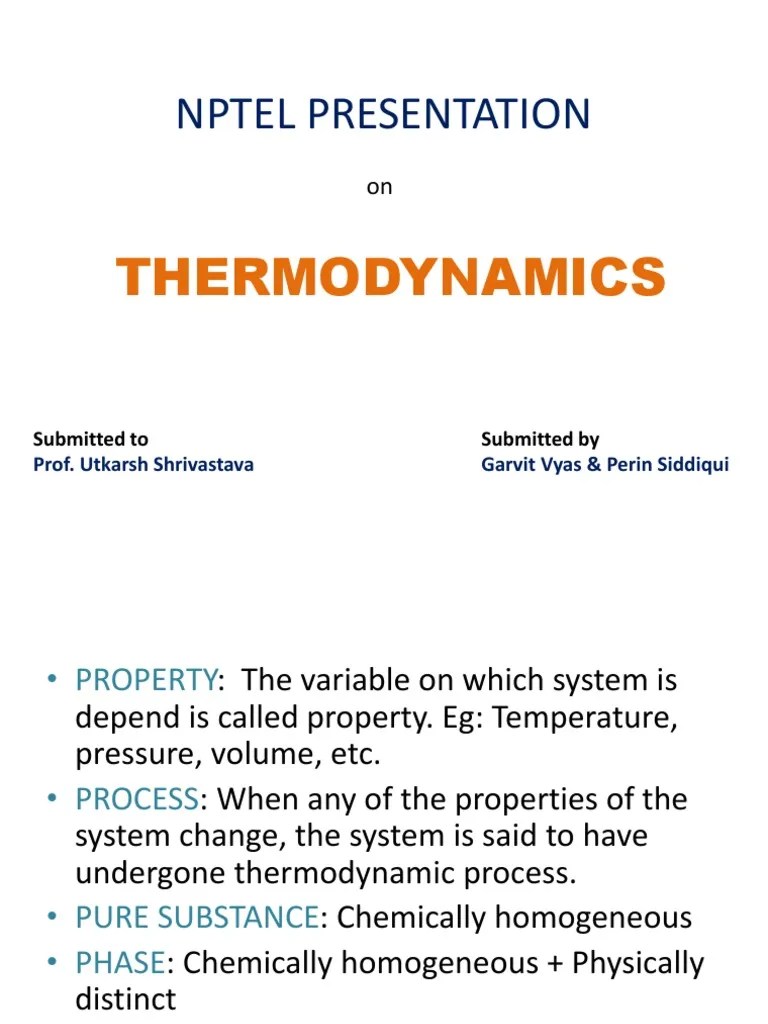 Nptel Presentation: Thermodynamics | PDF