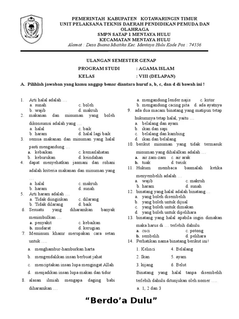 Soal Agama Kelas 8 | PDF