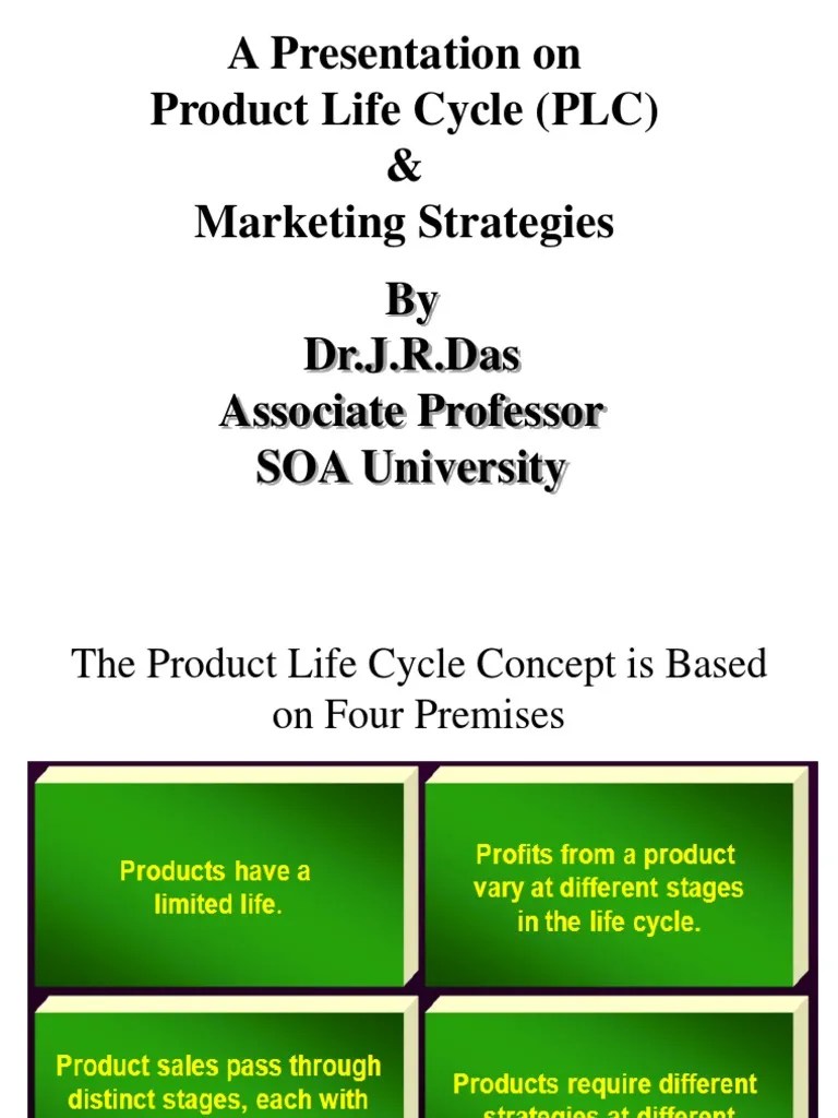 A Presentation On Product Life Cycle (PLC) & Marketing Strategies By Dr.J.R.Das Associate ...