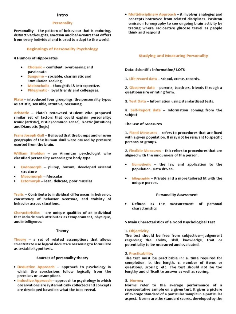 Theories Of Personality | PDF | Reinforcement | Personality Psychology