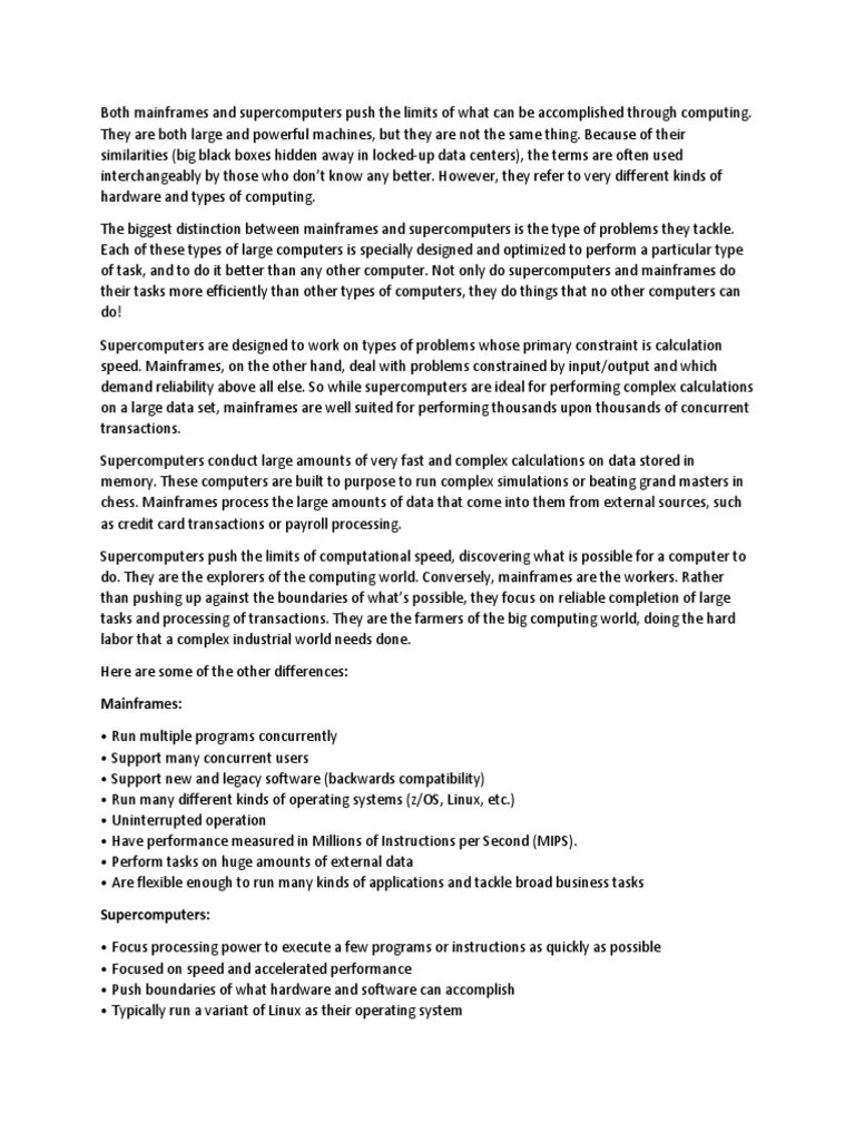 Mainframe & Supercomputers | PDF | Supercomputer | Mainframe Computer