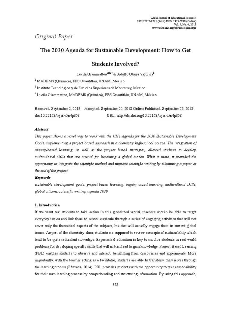 Agenda 2030 Desarrollo Sostenible | PDF | Project Based Learning | Sustainability