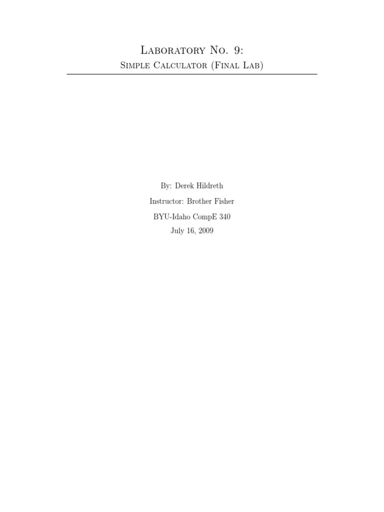Laboratory No. 9:: Simple Calculator (Final Lab) | PDF | Digital ...