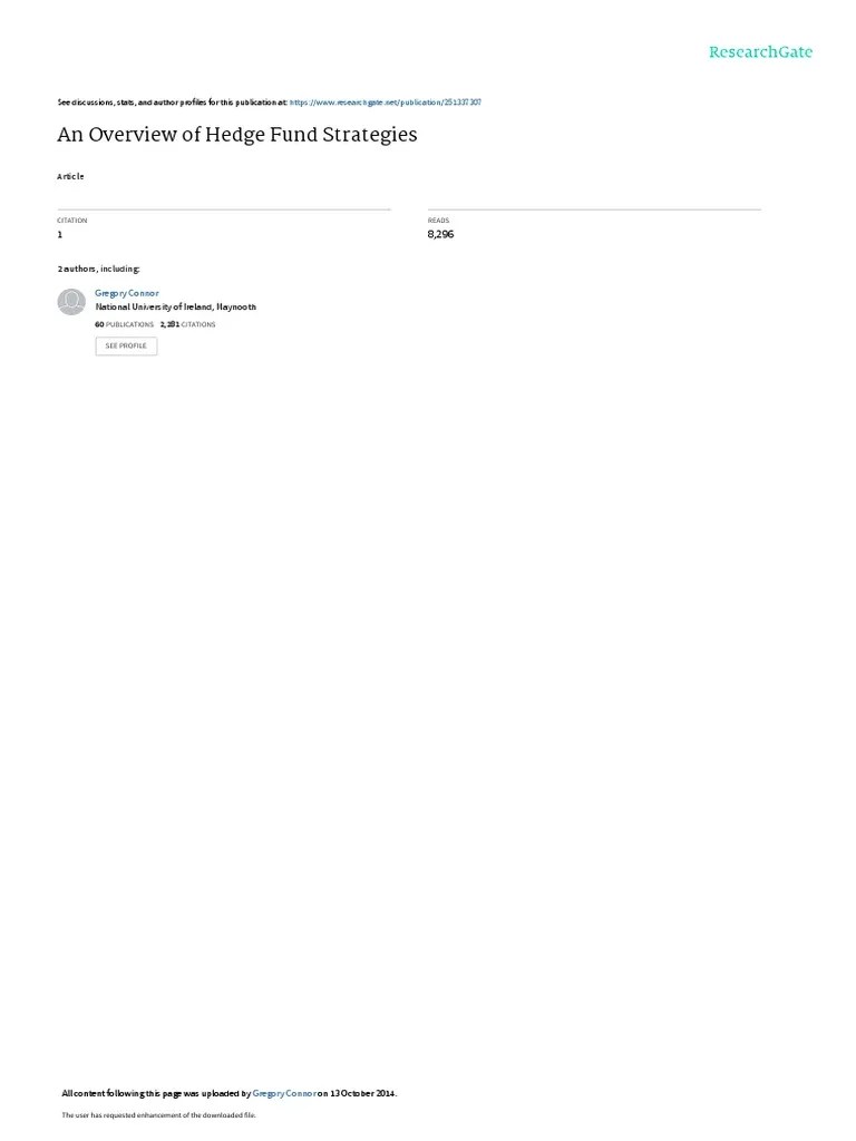 An Overview Of Hedge Fund Strategies:, Including | PDF | Arbitrage ...