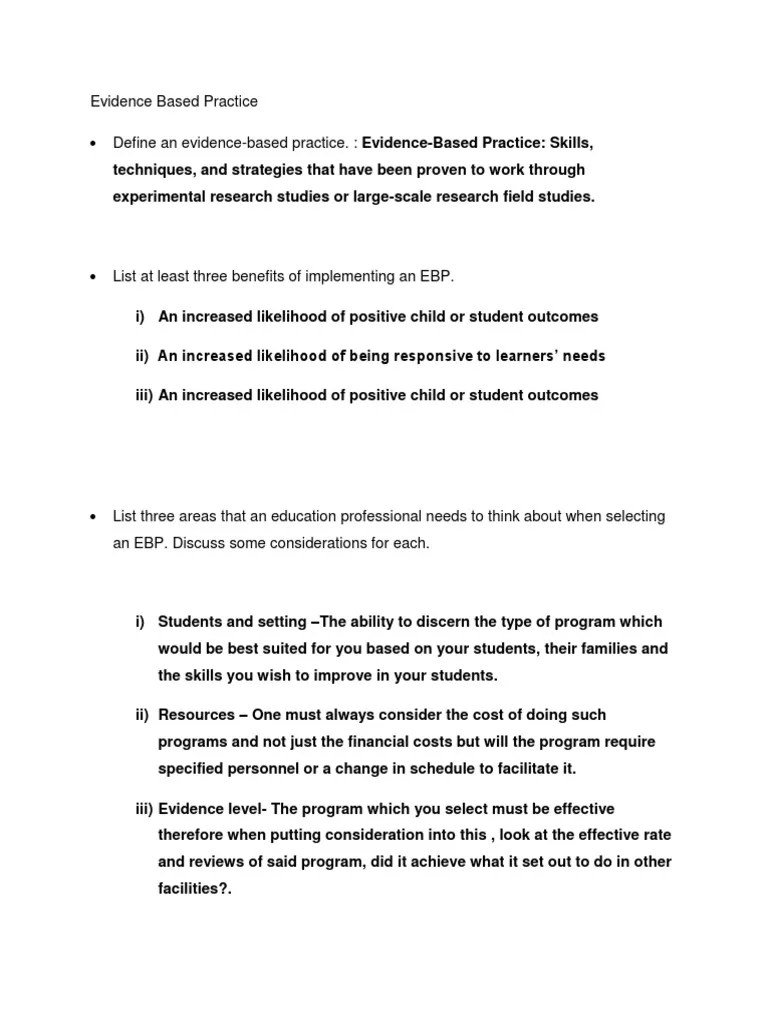 Evidence Based Practice | PDF | Evidence Based Practice | Evidence ...