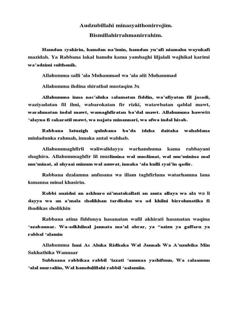 Allahumma inna nas'aluka salamatan fiddin, wa afiyatan fil jasadi, wa ziyadatan fil ilmi, wa barakatan fir rizqi, wa taubatan . Doa Pdf