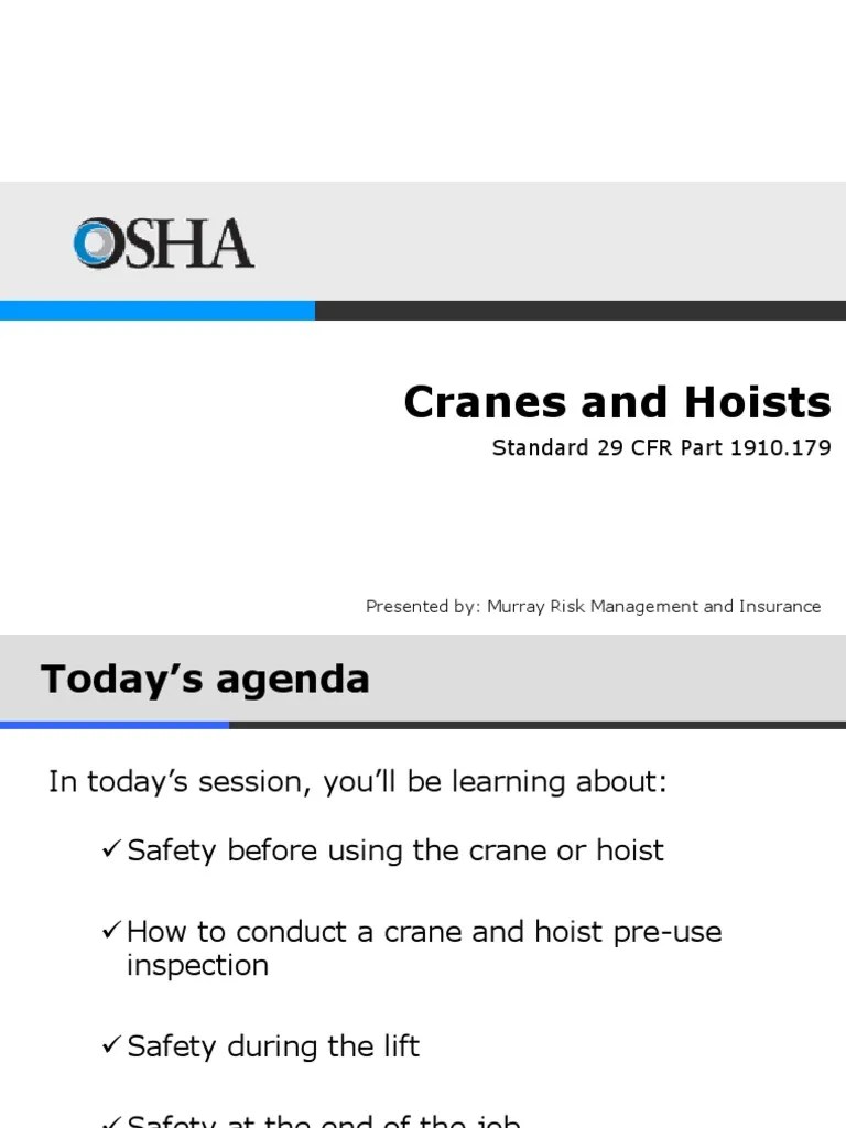 Crane Hoist Safety Presentation | PDF | Crane (Machine) | Elevator