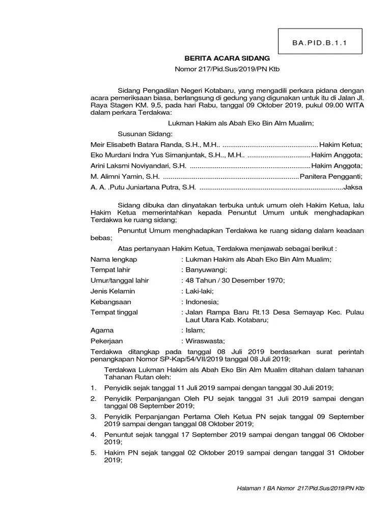 Contoh Berita Acara Sidang | PDF