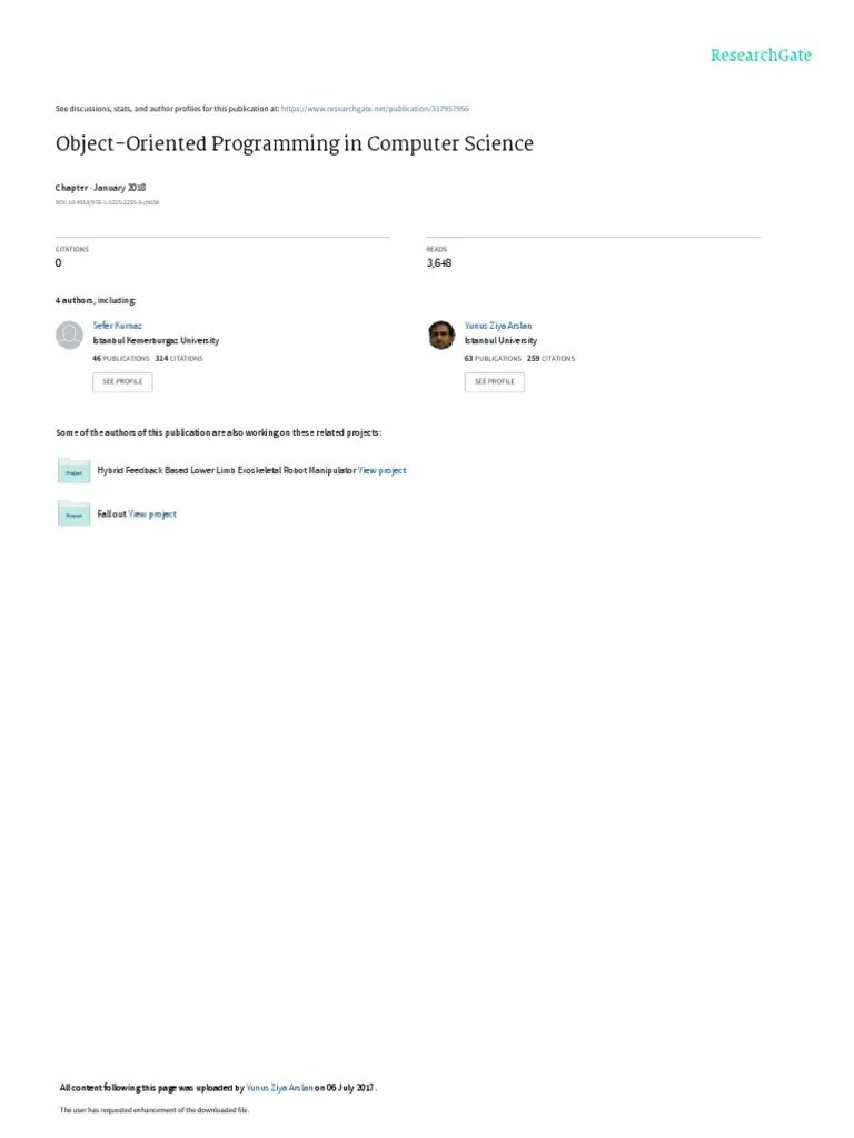 Object Oriented Programming In Computer Science | PDF | Inheritance ...