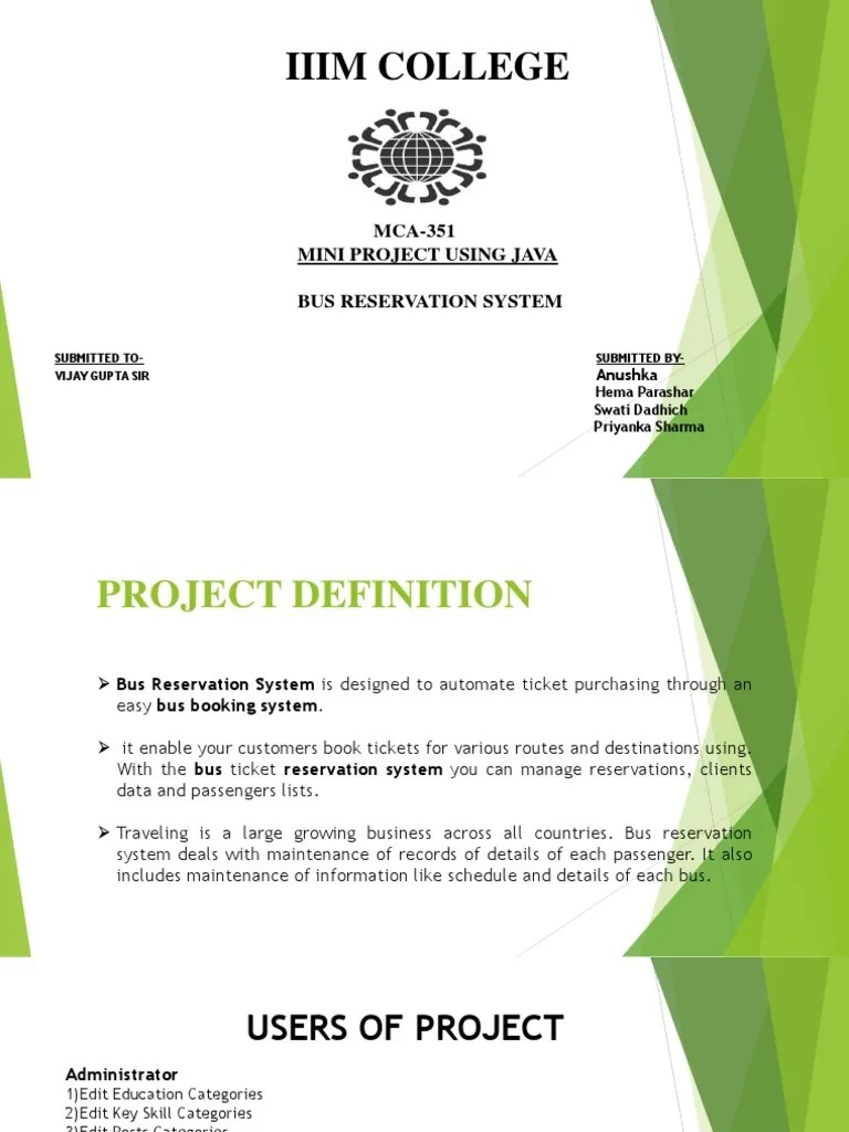 Iiim College: MCA-351 Mini Project Using Java Bus Reservation System ...