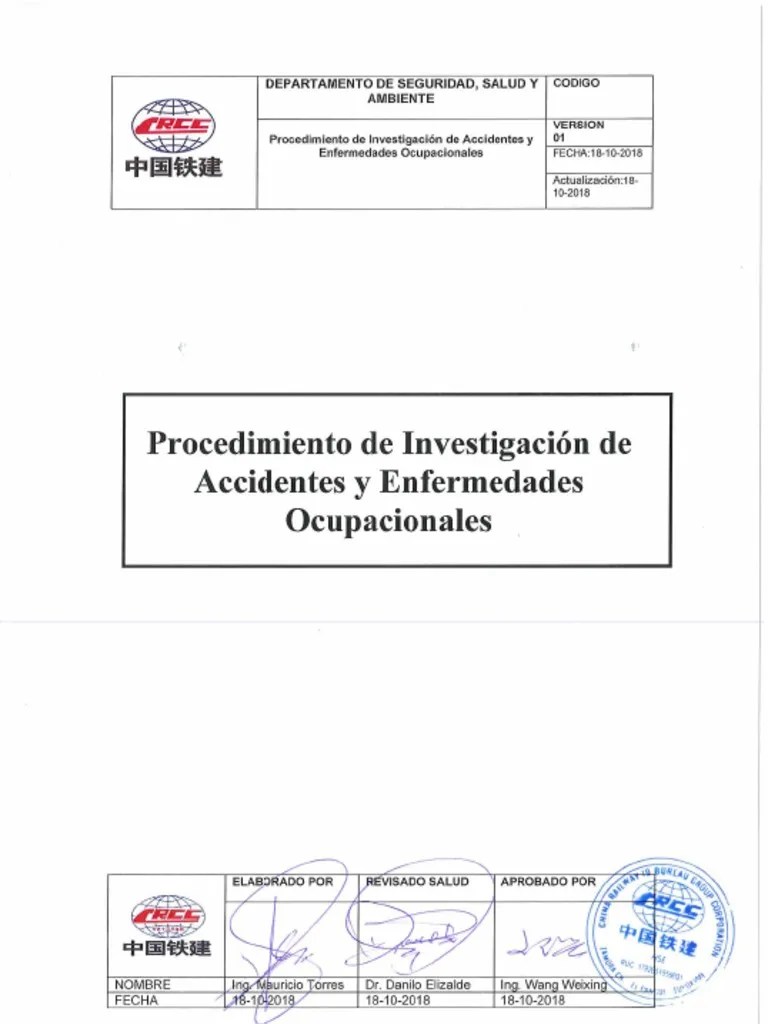 Procedimiento De Investigación De Accidentes Y Enfermedades Ocupacionales. | PDF