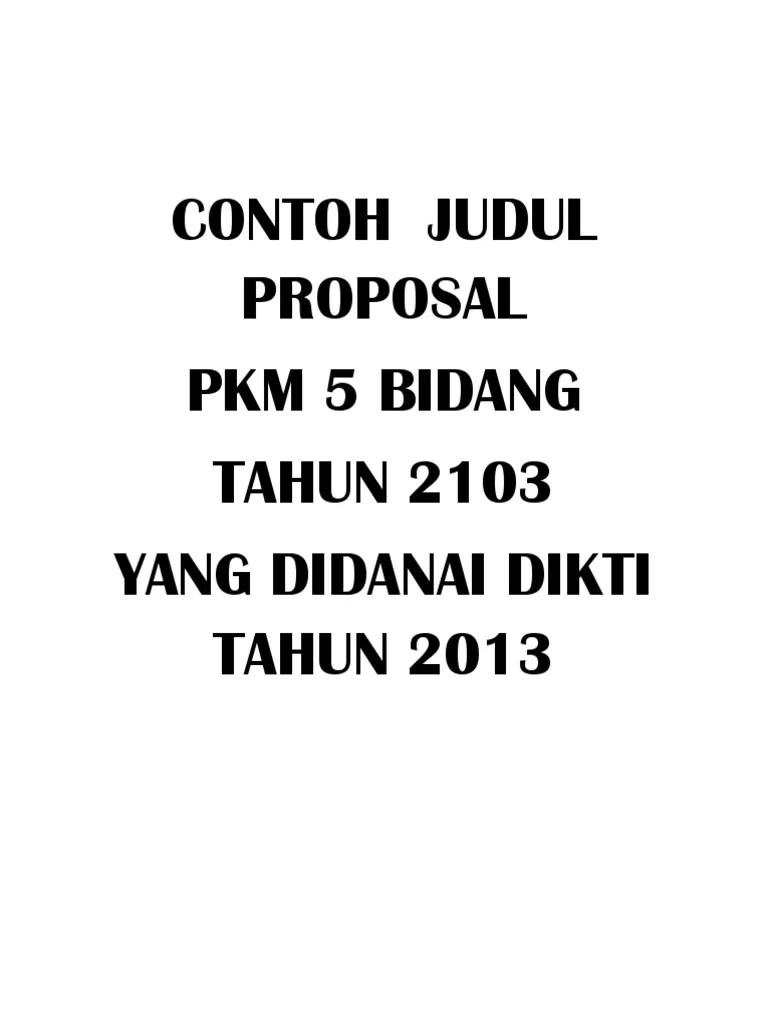 Contoh Judul PKM PDF | PDF