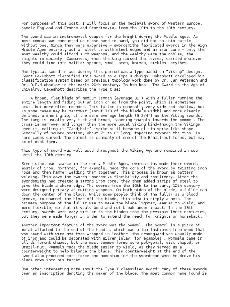 The Medieval Sword | PDF | Sword | Melee Weapons