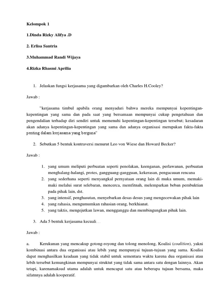 Soal Sosiologi KLMPK 1 | PDF