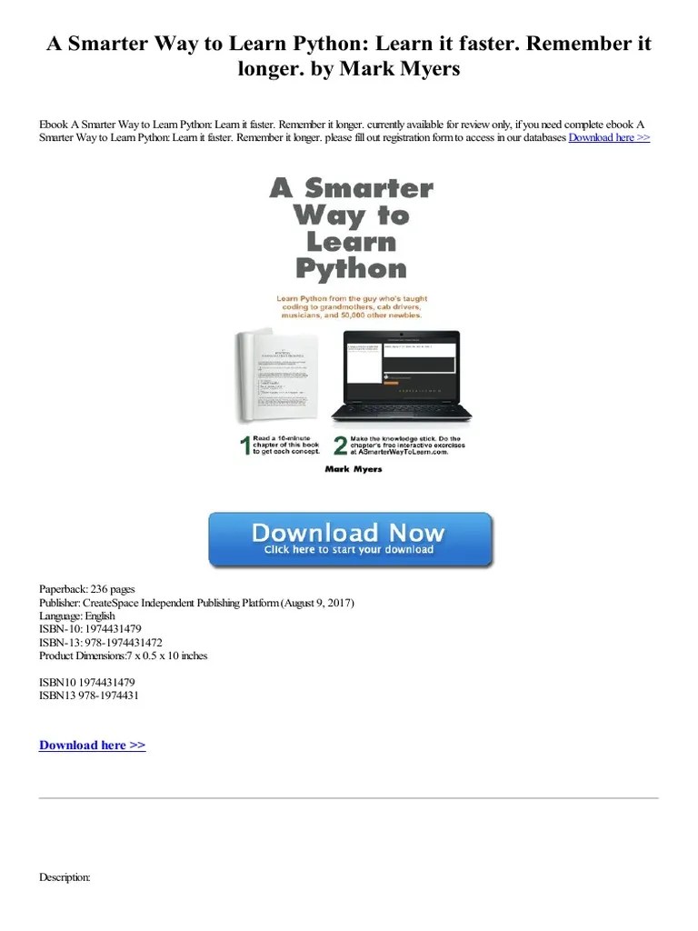 A Smarter Way To Learn Python Learn It Faster Remember It Longer 1 | PDF | J Query | Java Script