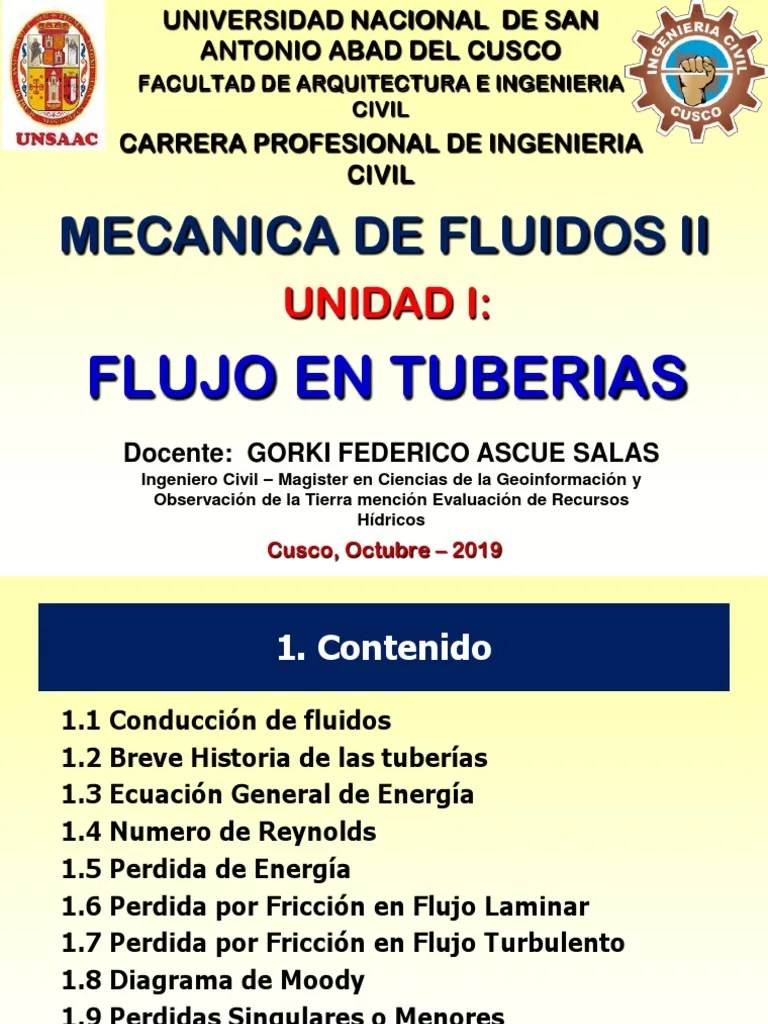 Mecánica De Fluidos 2 Tuberias | PDF | Numero Reynolds | Tubería ...