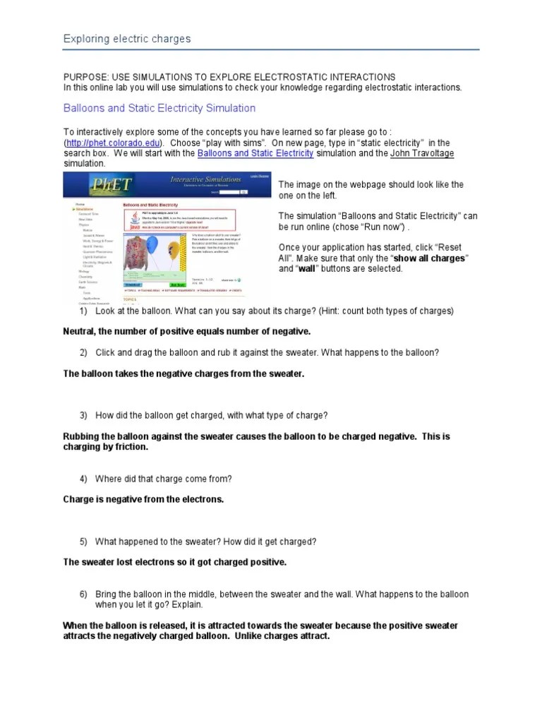Charging By Friction Worksheet Answers Electric Charge And Static Charging By Friction Worksheet Answers Electric Charge And Static