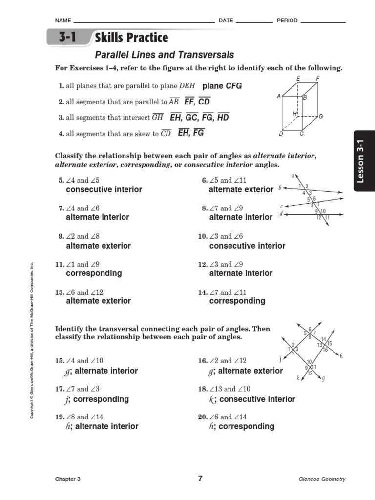 Glencoe Geometry Worksheets Answer Key / Chapter 12 Resource Masters Math Problem Solving Glencoe Mcgraw Hill V Glencoe Geometry Assessment Pdf Document -