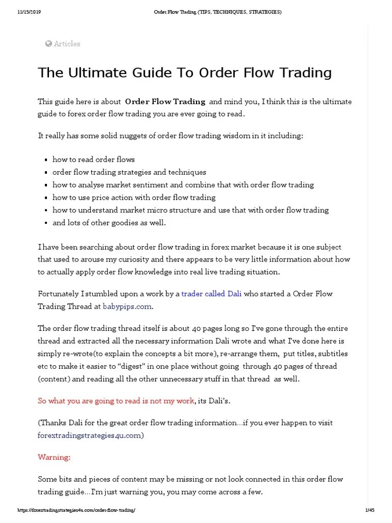 The Ultimate Guide To Order Flow Trading | PDF | Order (Exchange) | Market Liquidity