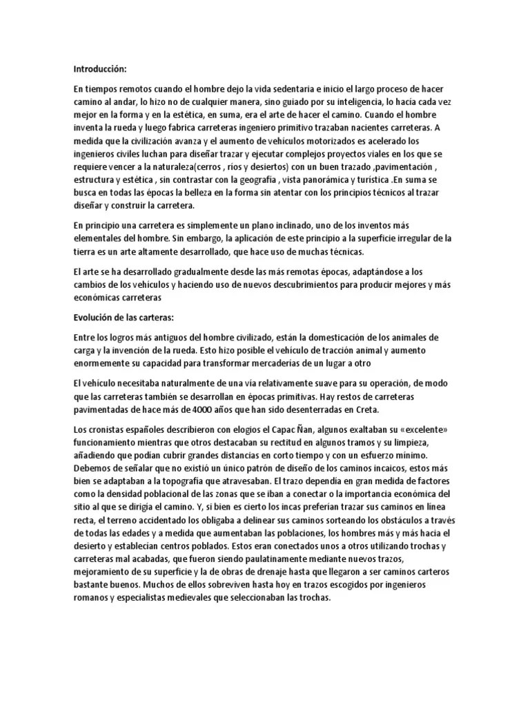 Introduccion Y Evolucion | PDF | La Carretera