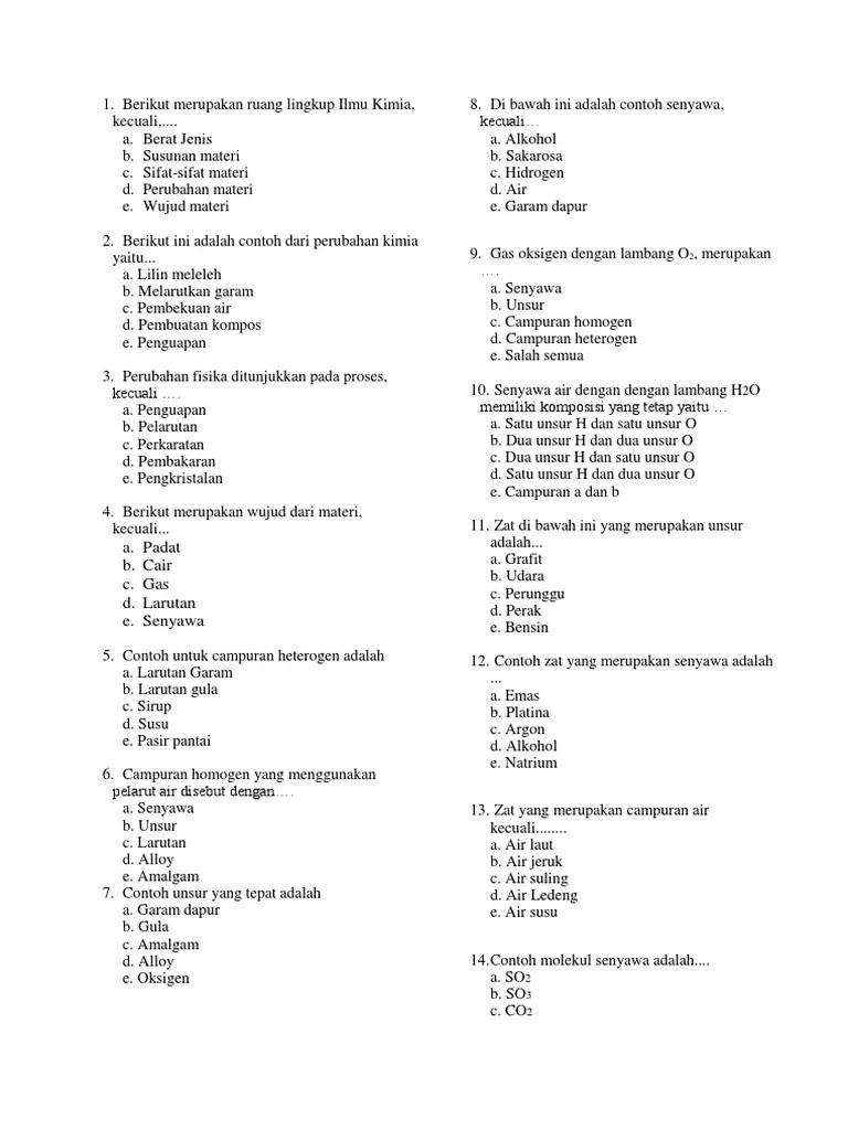 Soal Kimia Pas | PDF