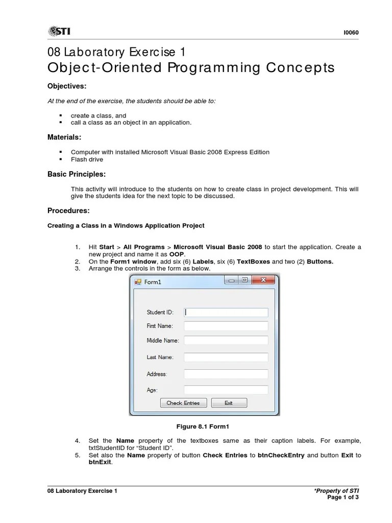 08 Laboratory Exercise 1 | PDF | Object Oriented Programming | Class ...