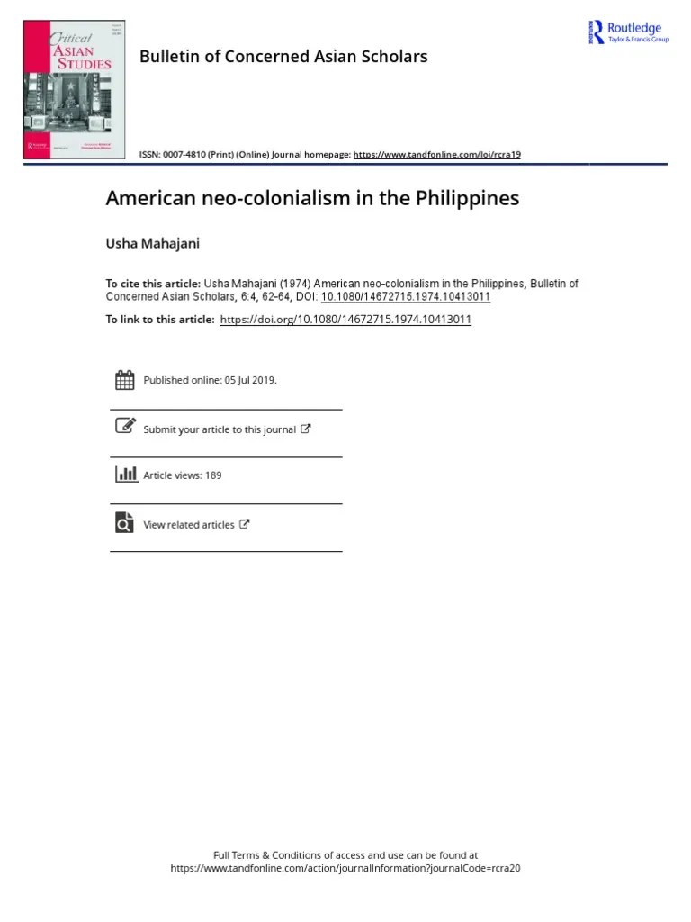 American Neocolonialism In The Philippines: An Insider's Indictment Of The United States ...