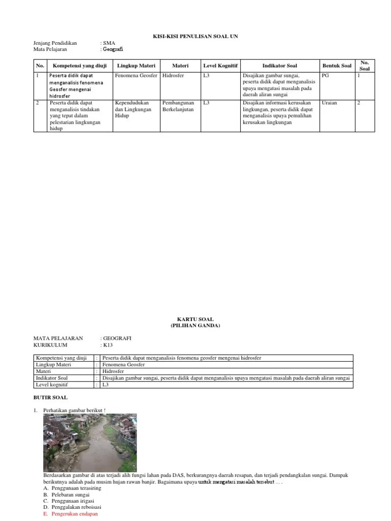Tanpa panjang lebar lagi, berikur ini soal tentang sda dan kunci jawabannya. Soal Hots Geografi Pdf