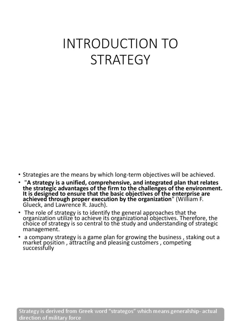 Introduction To Strategy | PDF | Strategic Management | Goal