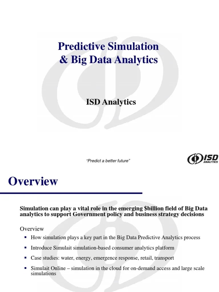 Predictive Simulation And Big Data Analytics - Slides | PDF | Analytics ...