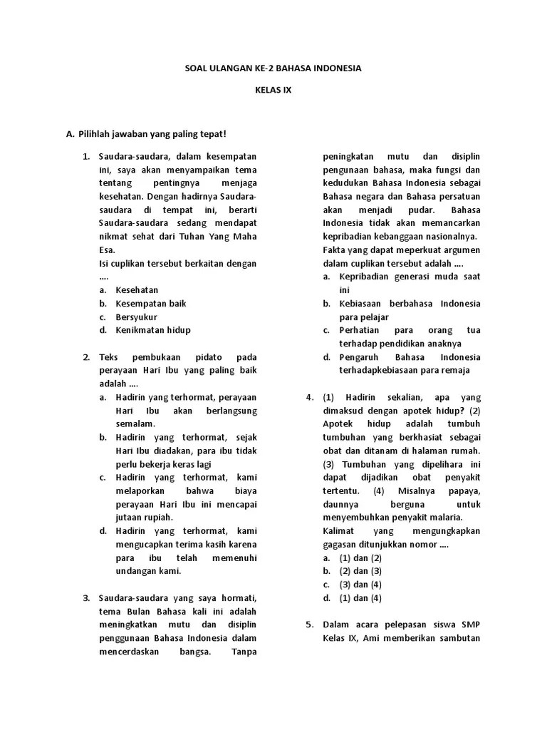 Soal Bab Pidato Persuasif Kelas 9 K13