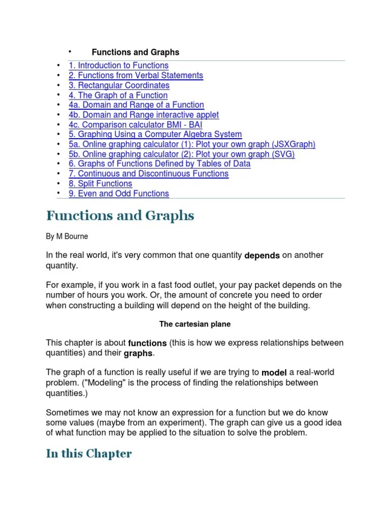 Functions And Graphs | PDF | Continuous Function | Function (Mathematics)