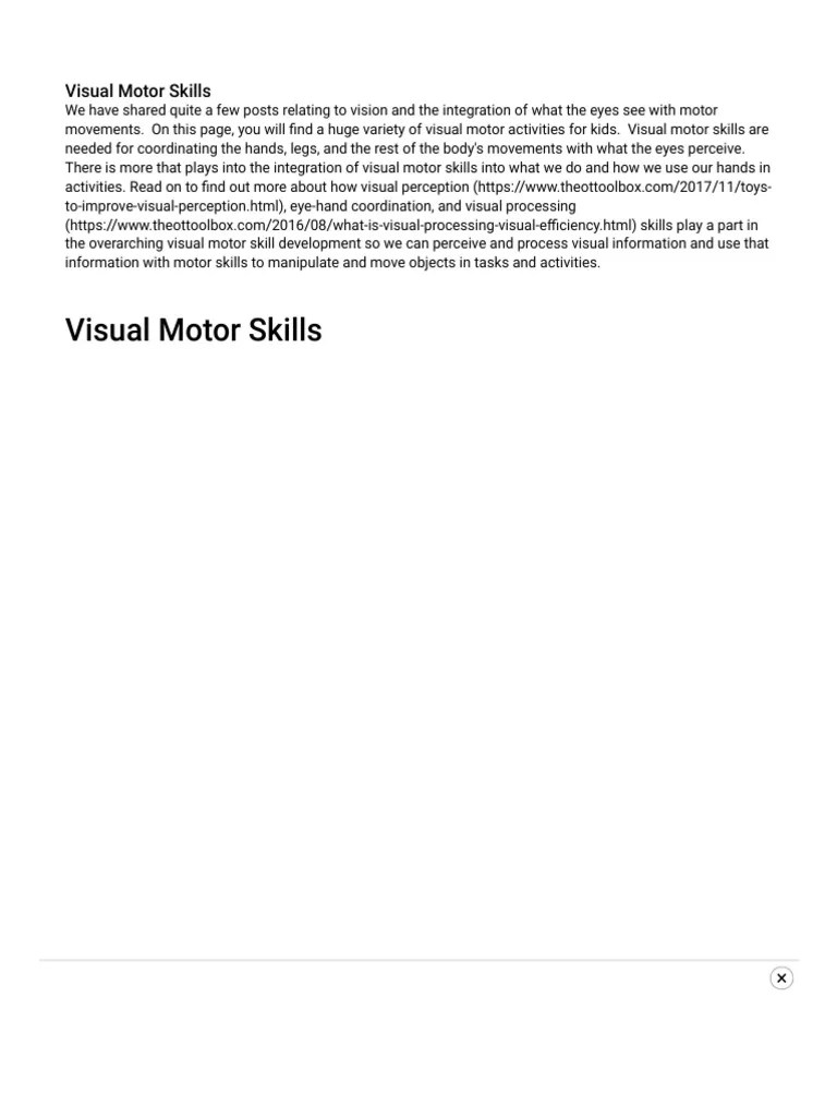 The OT Toolbox - Visual Motor Skills | PDF | Perception | Occupational ...