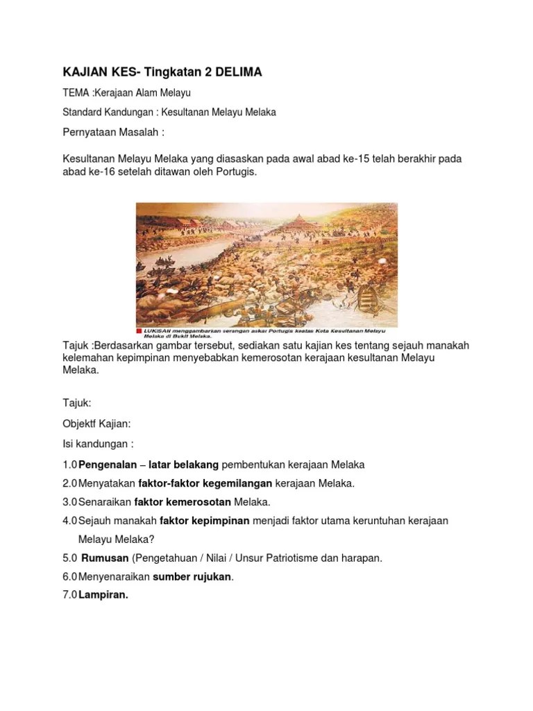 Rumusan Kajian Kes Sejarah Kesultanan Melayu Melaka / Kajian Kes Sejarah 2018 Tingkatan 1 Docx Tugasan Pentaksiran Tingkatan 2 Bagi Mata Pelajaran Sejarah 21 Tahun 2018 1 0 Arahan Kepada Course Hero