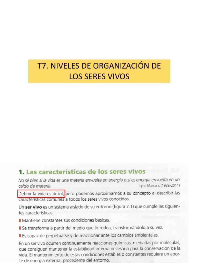 T7 - Niveles De Organización De Los Seres Vivos | PDF | Enlace Químico | Propiedades Del Agua