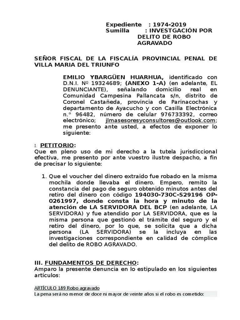 Escrito Robo Agravado | PDF | Robo | Moralidad