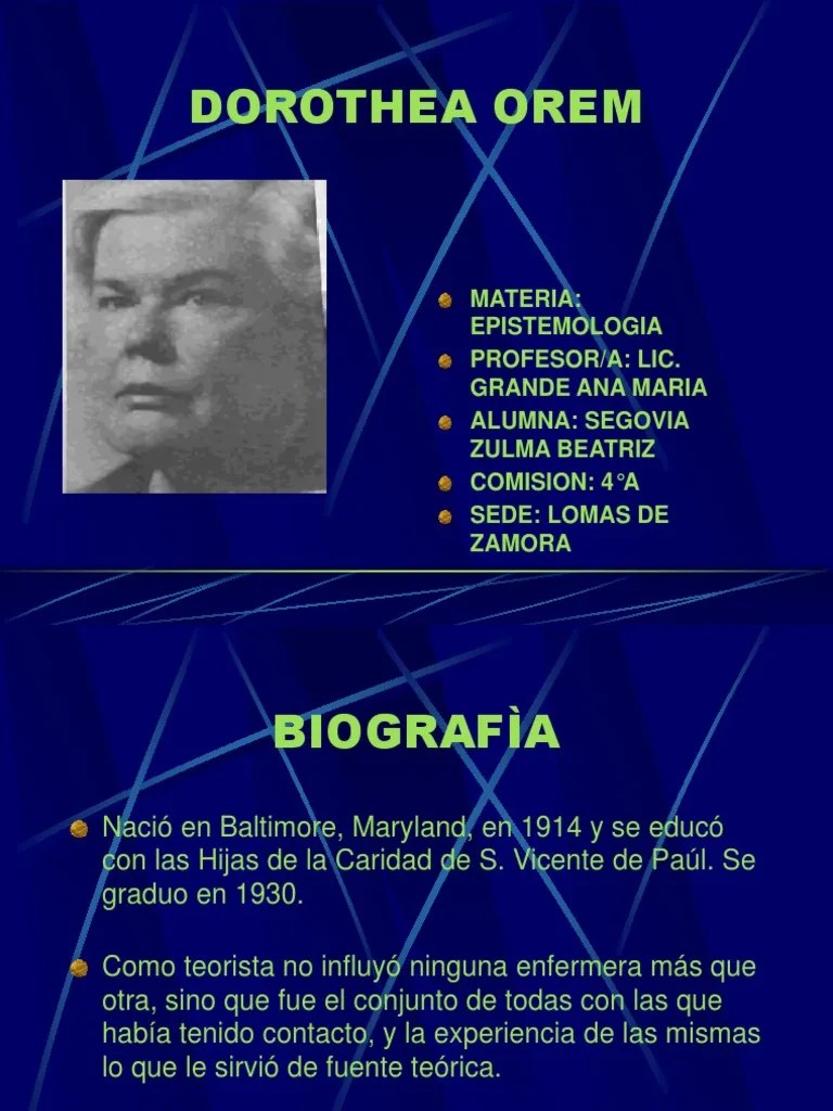 Dorothea Orem | PDF | Enfermería | Epistemología