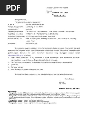 2021 · contoh format surat lamaran . Surat Lamaran Cpnsd Pemprov Jatim Tahun 2019 Ke Gubernur Pdf