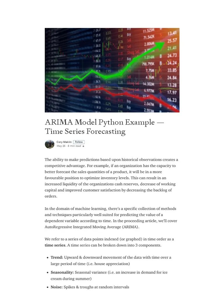 ARIMA Model Python Example - Time Series Forecasting | PDF | Autoregressive Integrated Moving ...
