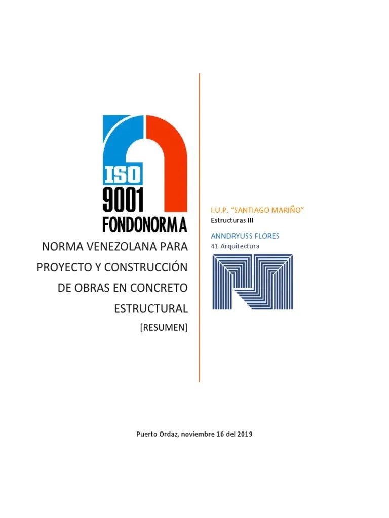 Resumen De Las Normas Para Los Proyectos Y Construcción De Obras En Concreto Estructural ...