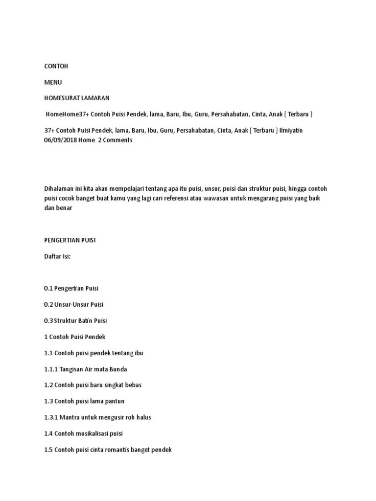Tak jarang, puisi itu dimusikalisasi hingga menjadi lagu . Contoh Puisi Pdf