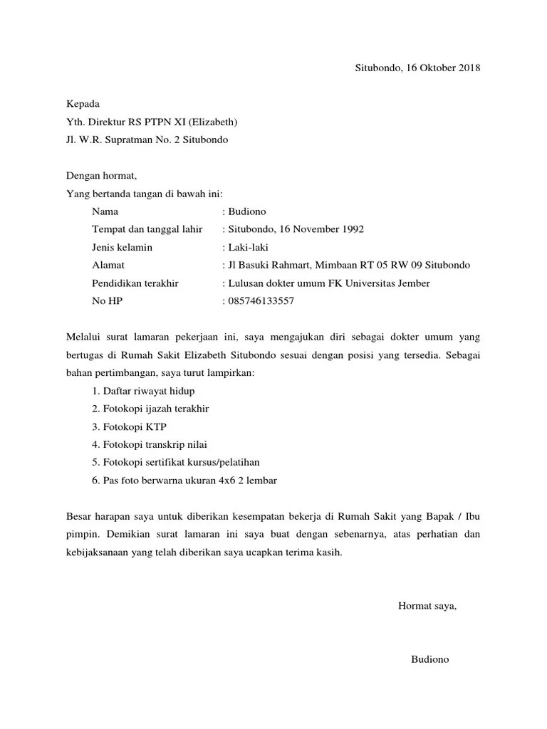 Contoh Surat Lamaran Kerja Bumn Terbaik Di Indonesia Contoh Surat 