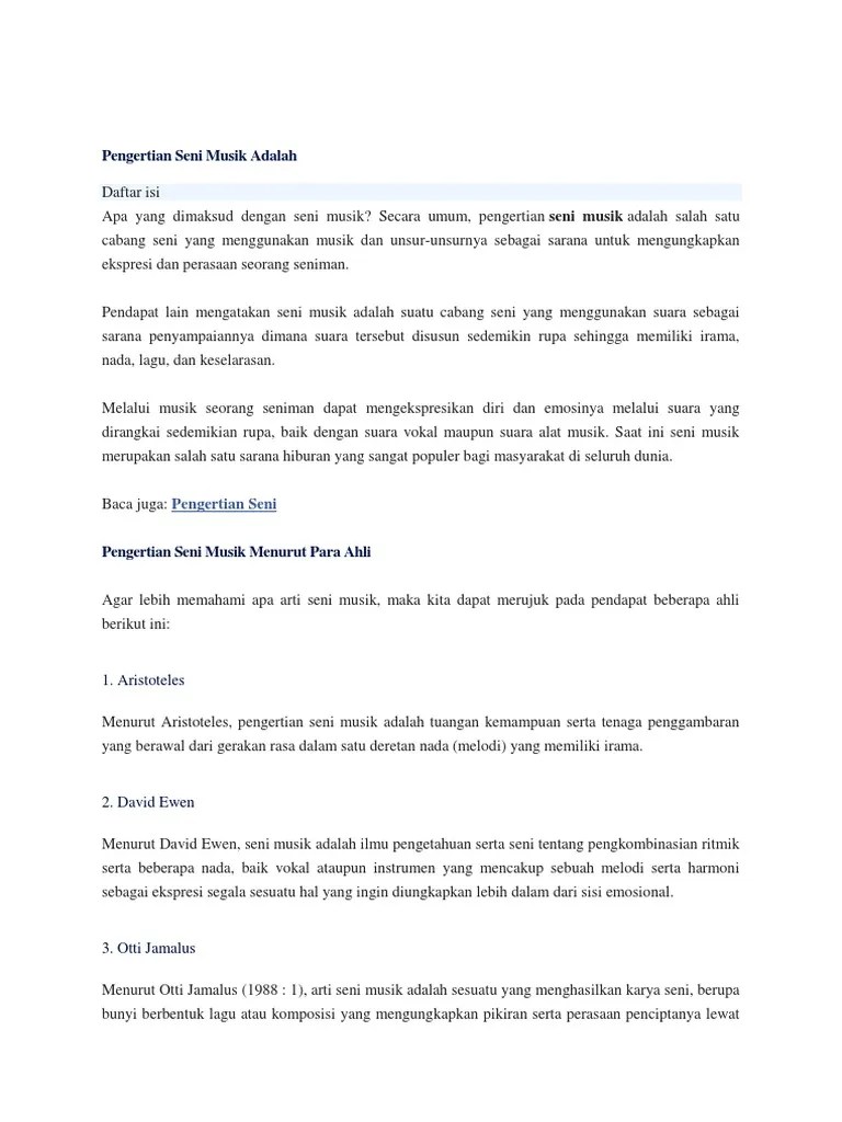 Pengertian Seni Musik Adalah | PDF