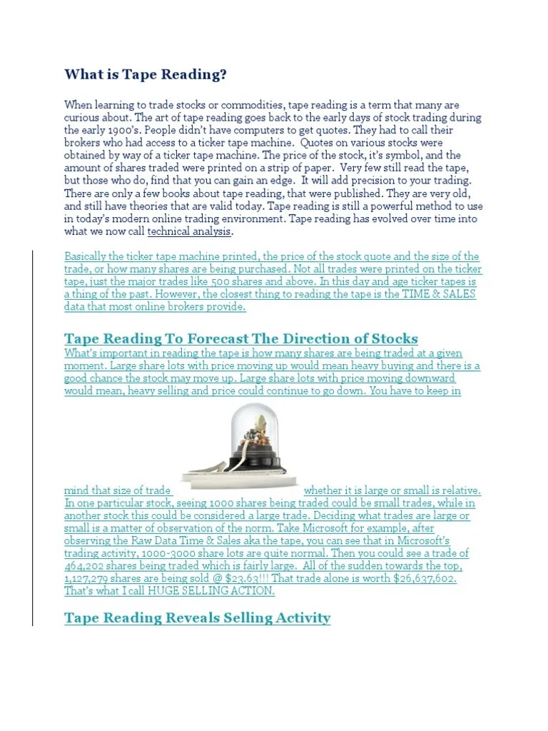 What Is Tape Reading | PDF | Market Trend | Stocks