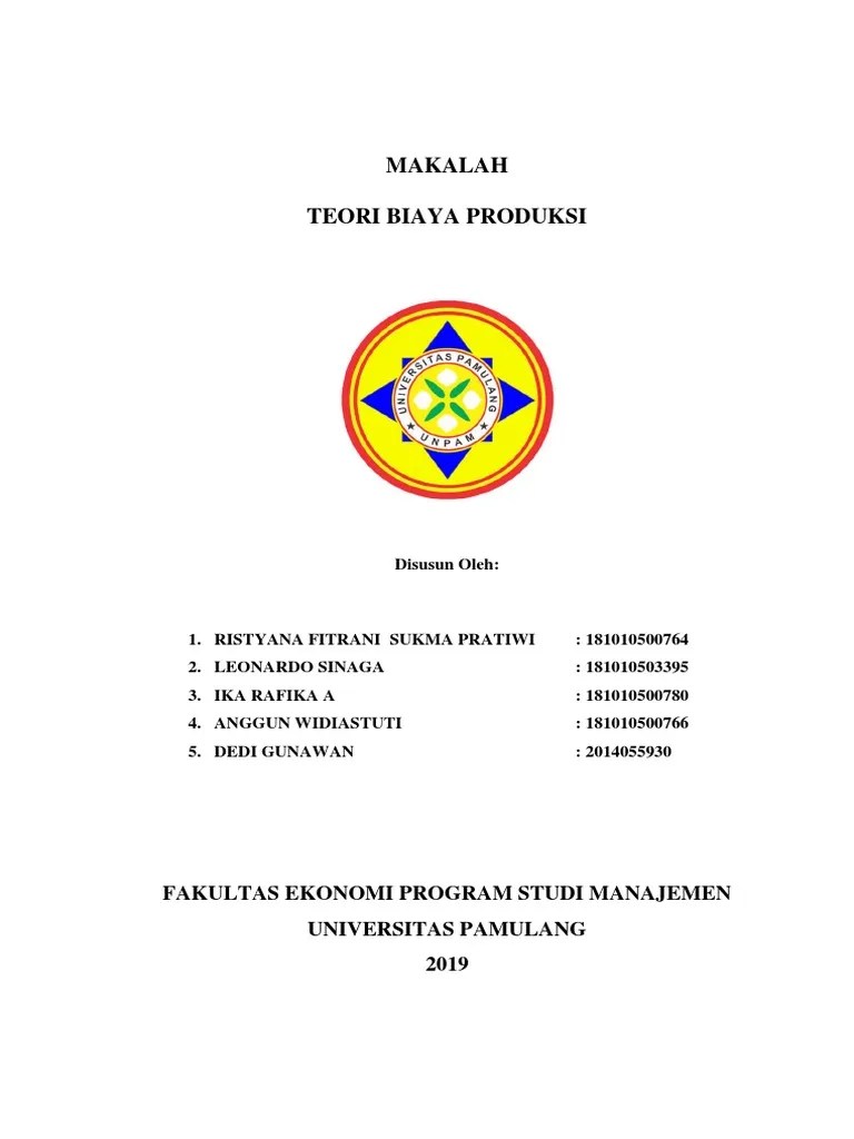 Makalah Teori Biaya Produksi