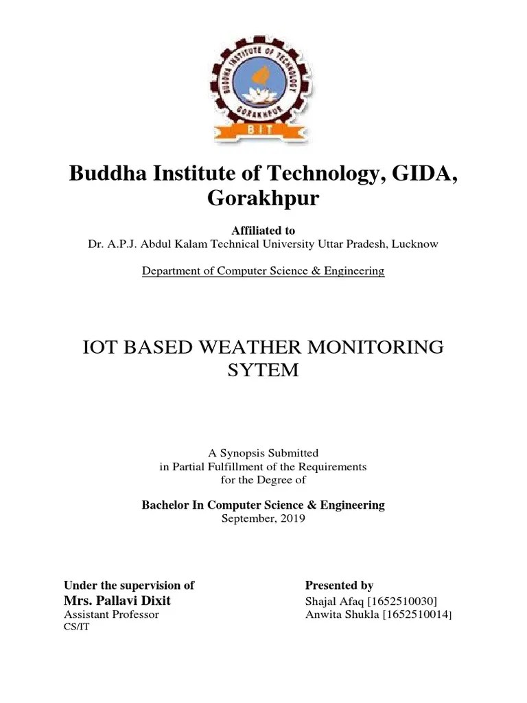 IOT Weather Monitoring System Synopsis | PDF | Environmental Monitoring ...