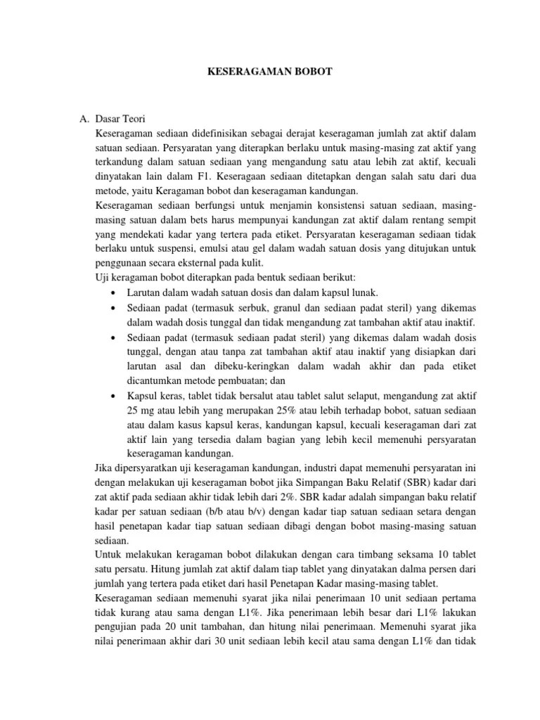 Keseragaman Bobot TSF | PDF