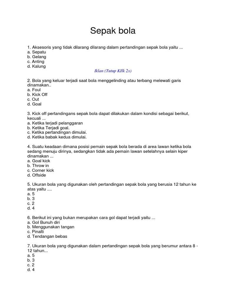 Gerakan menambahkan shoot saat bola muntahan disebut ? Soal Pjok Kls 11 Pdf