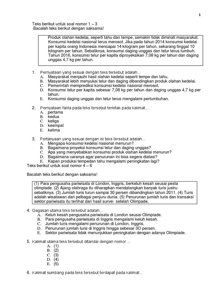 Contoh latihan soal un bahasa indonesia sma dan smk plus pembahasan Contoh Soal B Indonesia Pdf