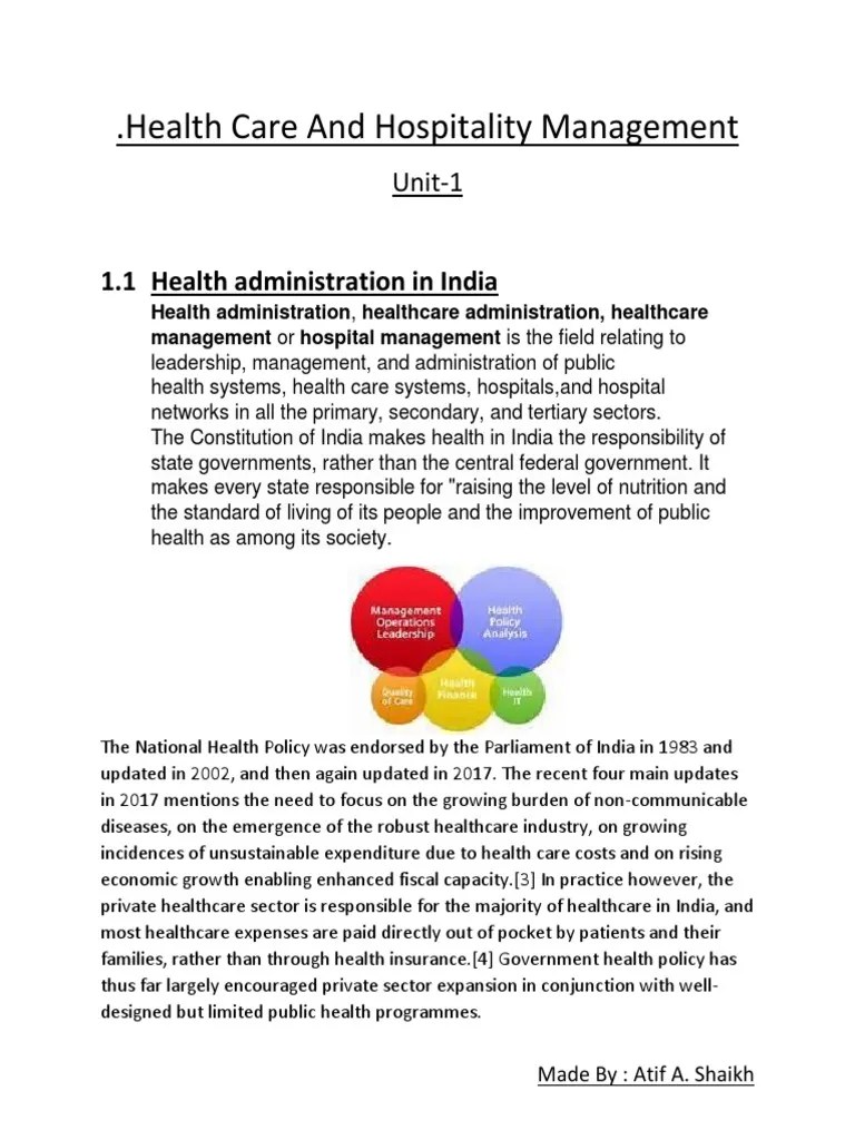 Health Care And Hospitality Management | PDF | Health Policy | Health Care